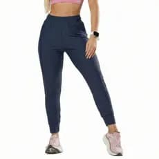 Calça Jogger Poliamida Alta Elasticidade Barra Punho Bolsos Cintura Alta Zero Transparência UV50+