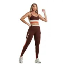 Conjunto Top e Calça Cós Alto com Compressão Zero Transparência Proteção UV50+ Academia