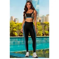 Conjunto Fitness Alta Compressão e Top Estruturado Poliamida Fitness Zero Transparência Trein
