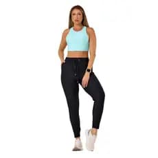 Top Cropped Academia Feminino Alças Médias Alta Compressão Gola Redonda Costas Nadador UV50+