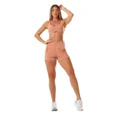 Shorts Cós Largo e Elástico com Bolso Embutido Modelo Alfaiataria Feminino Academia Fitness Treino