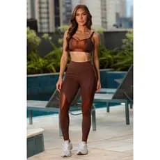 Conjunto Legging + Top Fitness  Modelador UV50+ Zero Transparência Roupa de Academia Feminina
