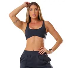 Top Feminino Academia com Decote U com Barra Anatômica e Alças Largas e Elásticas Treino Fitness