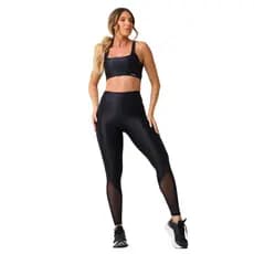 Conjunto Calça + Top de Academia em  Poliamida Acetinado C/ Aloe e Vera Zero Transparencia UV50+