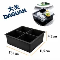 DAGUAN Forma de Gelo Silicone 4 Cubos Grandes 11,5cm | Cubo Gigante para , Drinks e Café Para Bebidas Premium