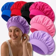 Touca De Cetim Dupla Face Anti Frizz Hidratação Para Dormir Confortável Faixa Grossa Cores Variadas Envio Imediato
