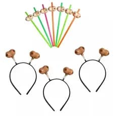 kit 5 tiara tetinha + 10 canudos tetinhas despedida de solteiro