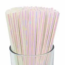 Canudo de Papel Nacarado Branco Holográfico furta-cor decoração festa aniversário pirulito cake pop