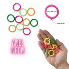 20 Anéis Neon Brilha na Luz Negra Adereço Festa Neon