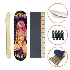 Kit Shape Skate Maple Canadense Wood Light + Lixa Jessup + Parafusos – Girl Pink Head