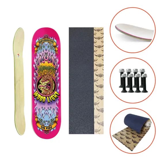 Kit Profissional Shape Maple Canadense Wood Light + Lixa Jessup + Parafusos – On Fire Pink