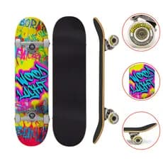 Skate Iniciante 8.0 Completo Wood Light ABEC 7 Até 120kg Street – Street Art Responsa