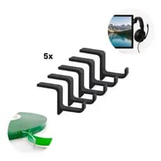 Kit 5x Suporte Gancho Fone Headset Monitor Setup Com Fita 3m