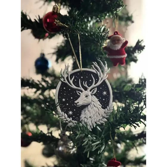Enfeite de Natal Grande Rena Artesanal 3D • Decoração de Árvore • Pingente Natalino Elegante