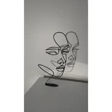 Retrato feminino em Line Art 3D Preto