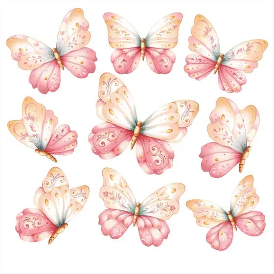 99 Adesivos De Parede Borboletas Aquarela Tons claros Decoração Quarto Infantil