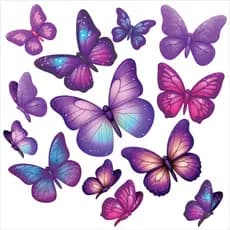 73 Adesivos De Parede Borboletas Lilás, Violeta, Púrpura e Roxa - Decoração de ambiente