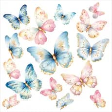 73 Adesivos De Parede Borboletas Rosas e Azuis Aquarela - Decoração de ambiente