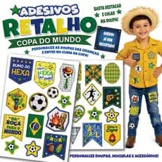 Kit Adesivos de Retalho Copa do Mundo para Roupa, Menino e Menina - Festa Junina Quadrilha
