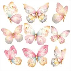 63 Adesivos De Parede Borboletas Aquarela Rosé Quarto Infantil, Decoração, carro, festa, moto, capacete