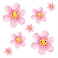 60 Adesivos De Parede Infantil Margarida Flor Flores Menina Quarto Bebê Rosa claro