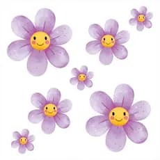 60 Adesivos De Parede Infantil Margarida Flor Flores Menina Quarto Bebê lilás
