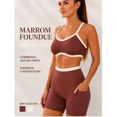 Conjunto Fitness Poliamida Premium Top Biquini e Shorts com Bolso Cós Alto Sem Transparência