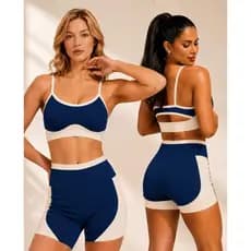 Conjunto Fitness Modern Color Shorts Recorte Estratégicos Top  Duplo Up Recortes