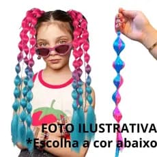 Kit 5 Aplique Bubble Braids Colorido Mechas Bubble para Cabelo Infantil Crianças Carnaval Fantasia
