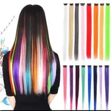 4 Mechas Coloridas Aplique de Cabelo Colorido Tic Tac Infantil Cosplay