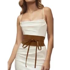 Cinto Largo Elegante para Mulheres, Corset Longo Abaixo do Busto com Corda Decorativa, Couro Plutônico