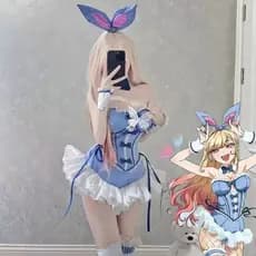 Fantasia de Cosplay Anime My Dress Up Darling Kitagawa Marin, Vestido Azul para Meninas, Uniforme de Coelhinha Fofa e Se