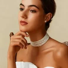 Acessórios de Moda, Colar Multicamadas Estilo Boêmio, Colar de Pérolas Pequenas de Três e Cinco Camadas