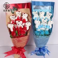 Materiais para embalagem de flores, materiais para embrulho de buquês, bonecos de desenho animado, ursinhos de sorvete,