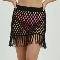Saia Saída de Praia Crochê Tendência Moda Praia Verão Tricot