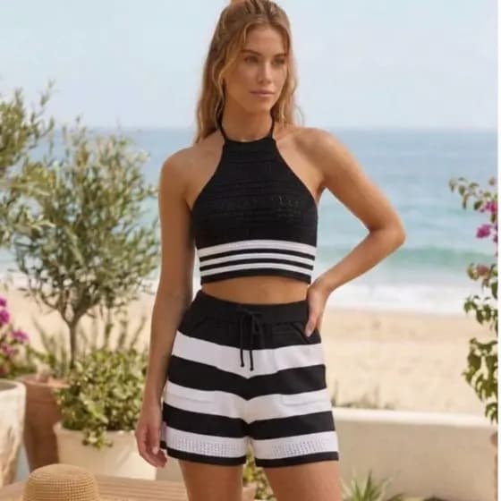 Conjunto Shorts + Cropped Frente Unica Modal Trico