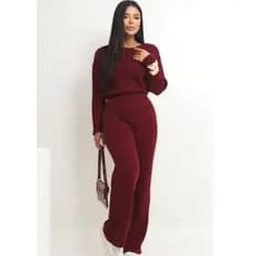 CONJUNTO FEMININO TRICOT MODAL CANELADO BLUSA MANGA LONGA CALÇA PANTALONA INVERNO CLASSICO ELEGANTE ATEMPORAL