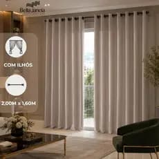 Cortina Decorativa Sala Quarto Escritório 2,00 x 1,60 Sem Forro Com Ilhós Moderna Leve Bella Janela