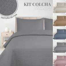 Kit Colcha Cobre Leito King 3 Peças Toque Super Macio Ultrassônico Várias Cores Flora 2 Habitat