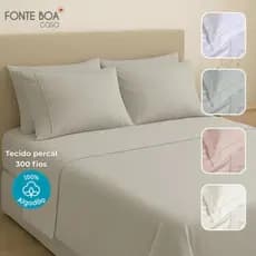 Jogo De Cama Casal Queen King Lençol Porta Travesseiro 300 Fios 4 Peças Super Macio Essence Habitat