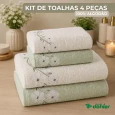 Kit Jogo De Toalhas Banho Rosto Dohler 100% Algodão Ótima Absorção Felpuda Toque Macio Eva