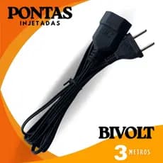 Prolongador Elétrico com Cabo Flexível de 3 Metros Ideal para Jardim, Obras e Equipamentos 2x0,75mm