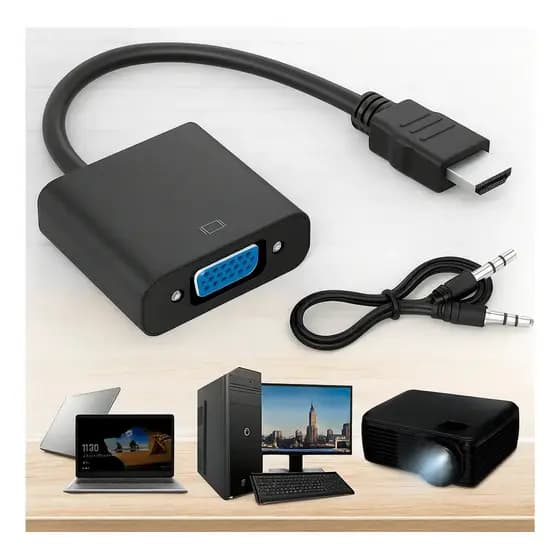 Adaptador Hdmi Para Vga 1080p Com Áudio P2 Plug & Play Pc Notebook Tv Projetor Cabo Hdmi Vga