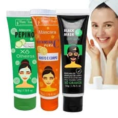 Máscaras Faciais Limpeza de pele Skin Care Detox Vitamina C Pepino Carvão Ativado Matto Verde