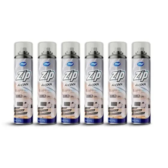 Kit 6 Spray Álcool Zip 400ml Higienizador Multiuso Antisséptico