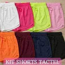 Kit Com 4 Shorts Feminino Tactel Saida Praia Academi Shorts Treino Dança Cross Fit