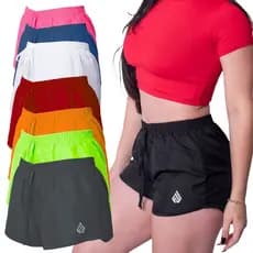 Kit 2 Tactel Feminino Academia Shortinho Caminhada Saida Praia