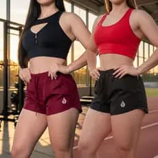 Kit 2 Tactel Short Feminino Academia Dança Mini Shortinho Saida Praia