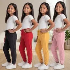 Kit 4 Calças Menina Para Escola e Dia a Dia Tamanhos 2 ao 10 Malha Canelada Promoção