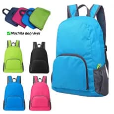 Mochila Saco Esportiva Dobrável Compacta Impermeável Nylon Resistente para Viagem Escola e Academia